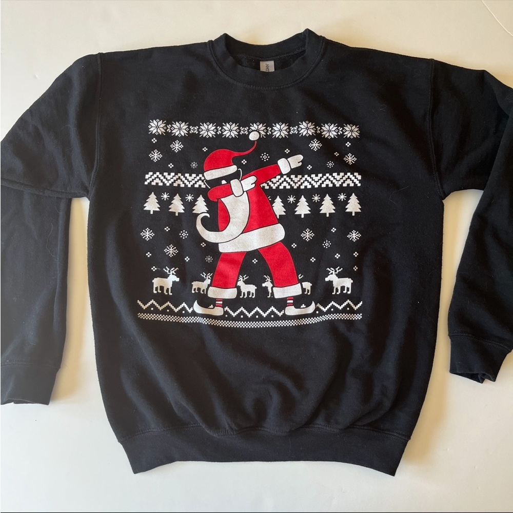 Black Christmas Sweater with Dabbing Santa